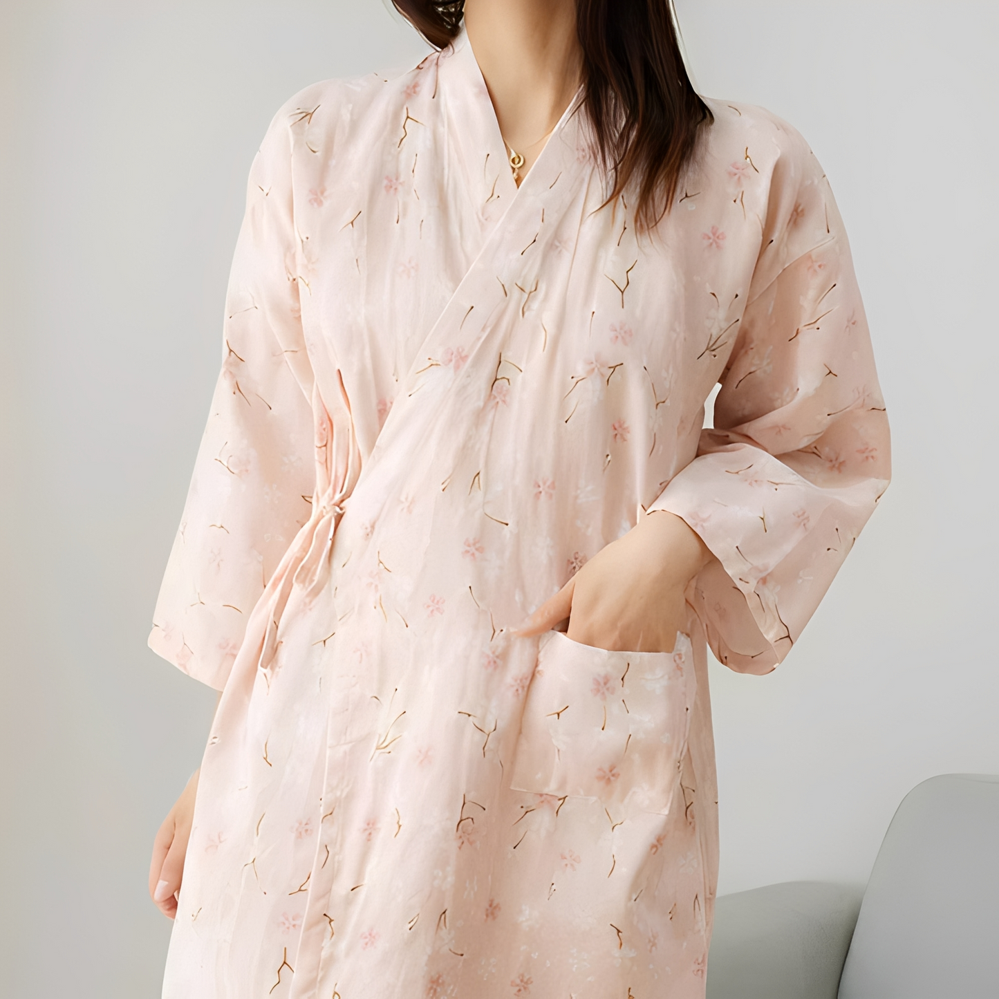 Blomstrande Elegans - Kvinno-Kimono i Blommönster