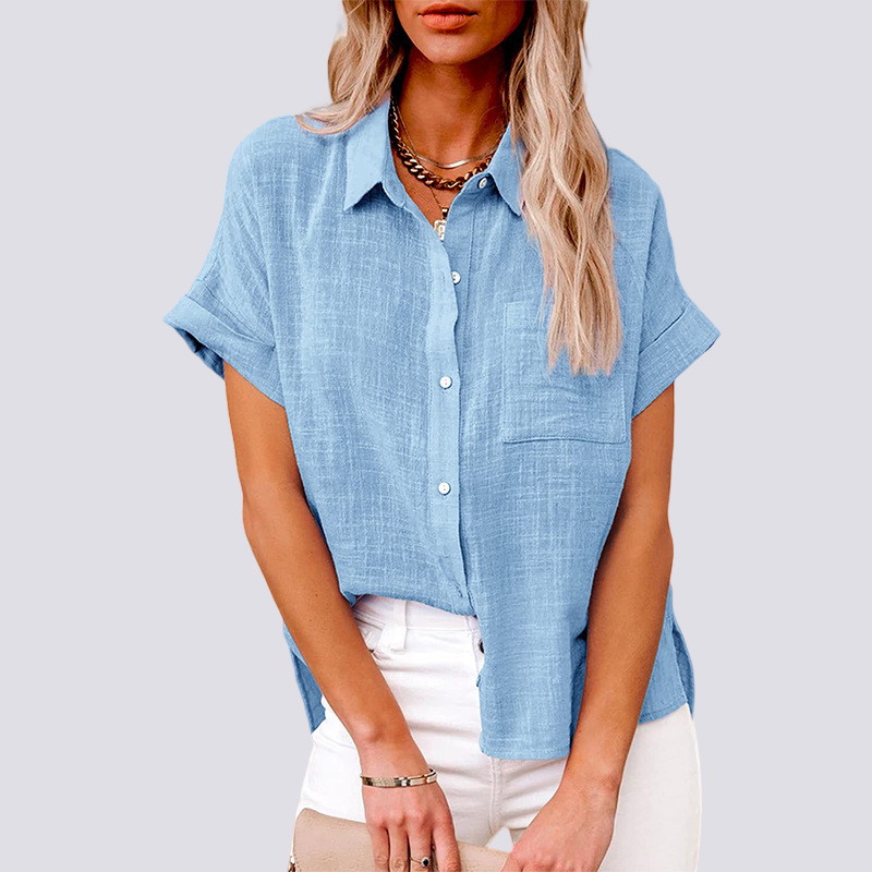Liva - Trendig kortärmad blus med ficka