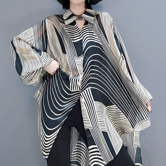 Luftig Chiffonblus med Modern Design för Kvinnor