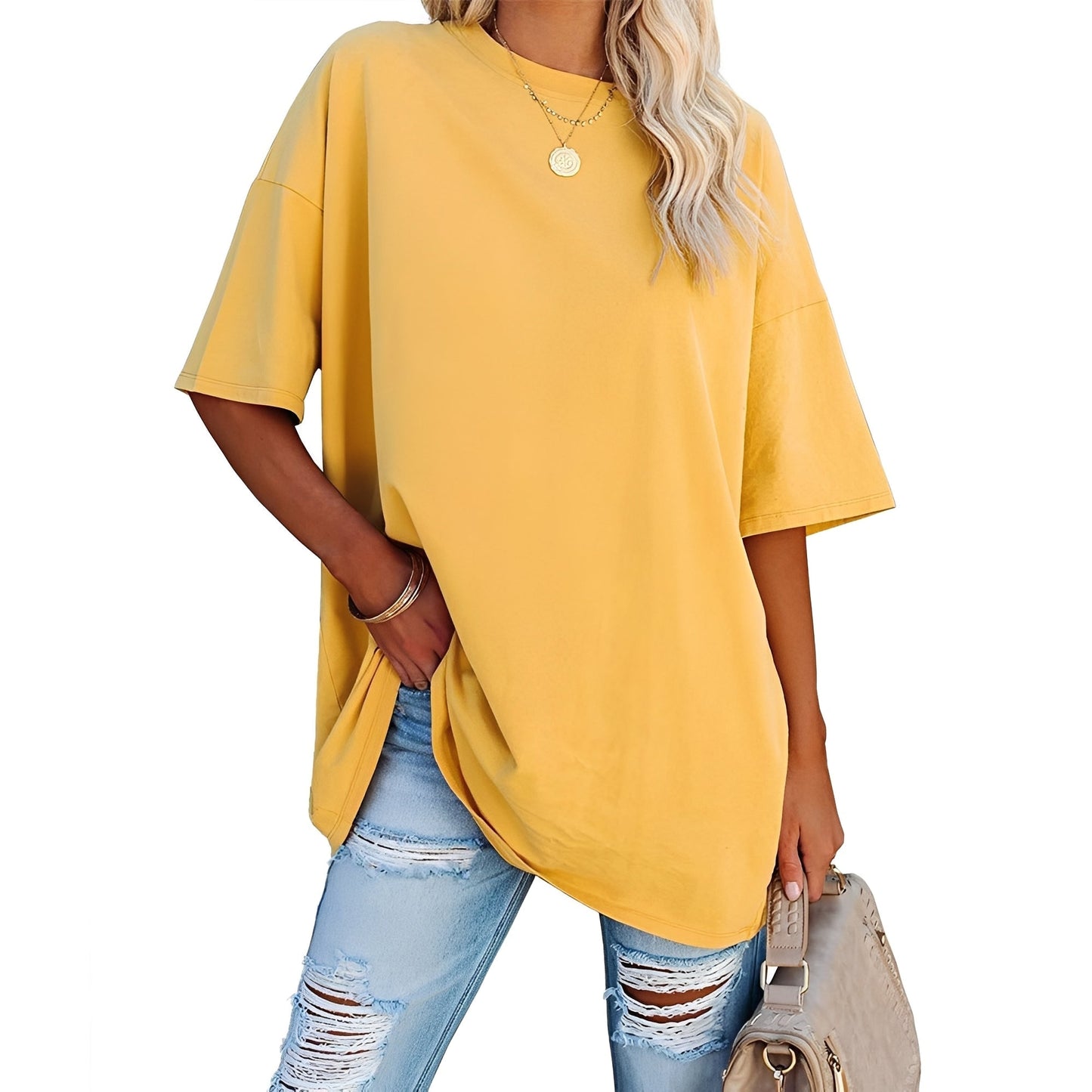 Lina - Avslappnad T-shirt med Snygga Detaljer