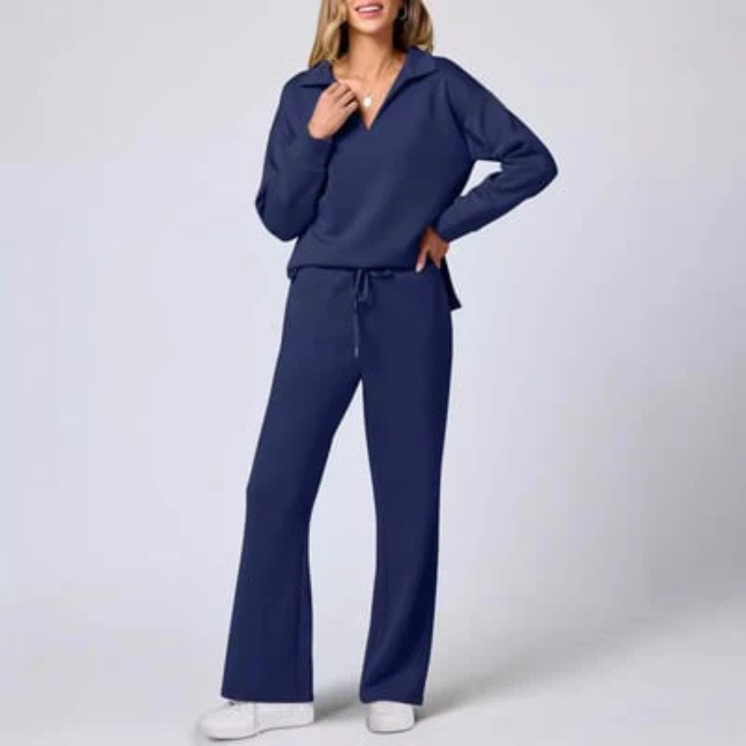 Chic set med blus och lösa byxor – för den moderna kvinnan