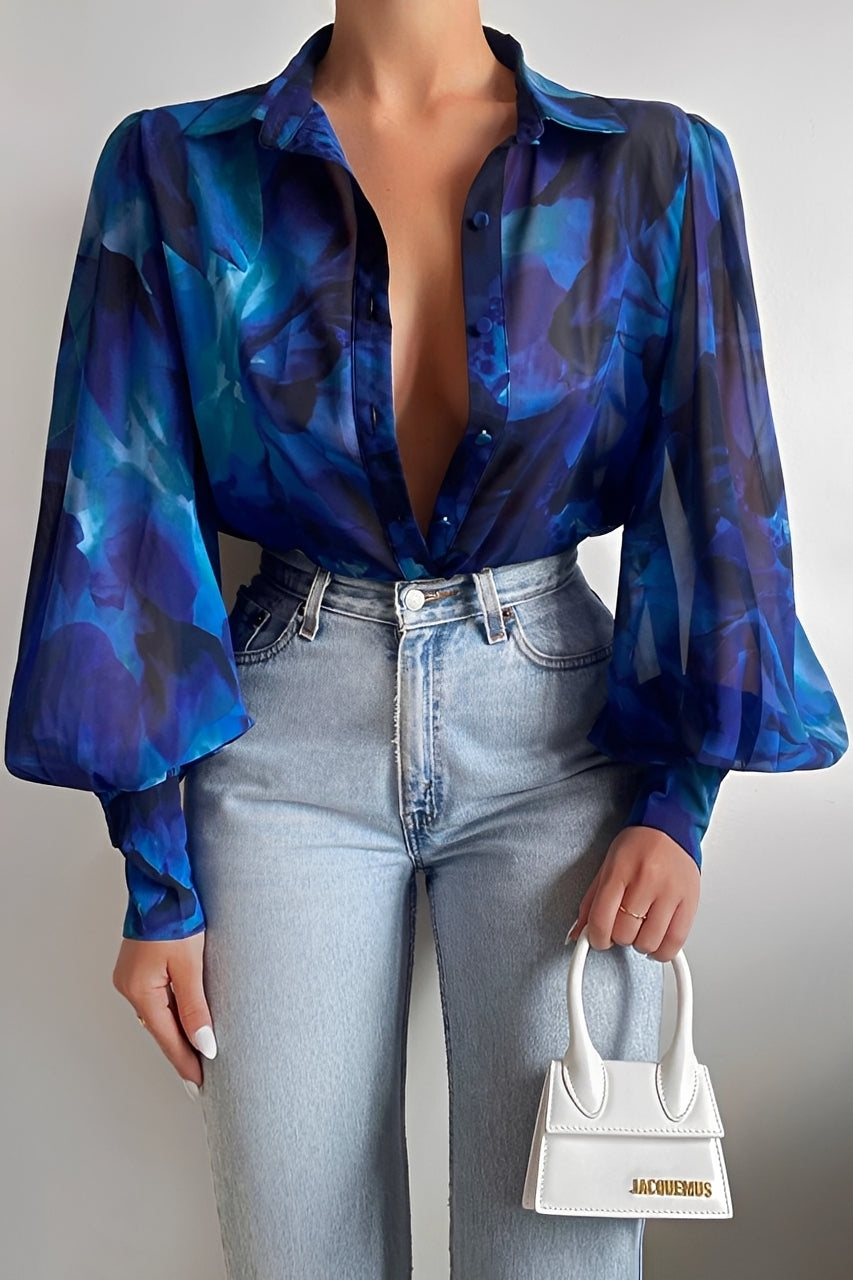 Elena - Chic Blus med Ballärm för Kvinna