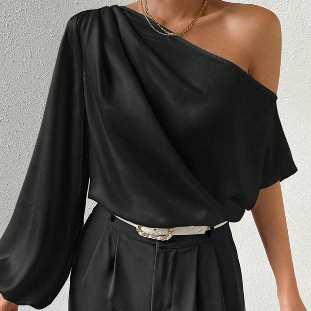 Blus i Satin för Dam med Off Shoulder-design