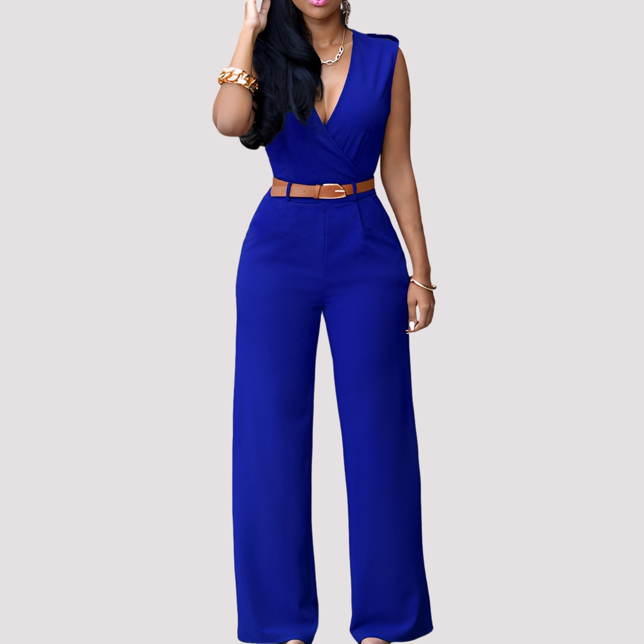 Sofia - Chic Jumpsuit med Betoning på Midjan för Damer