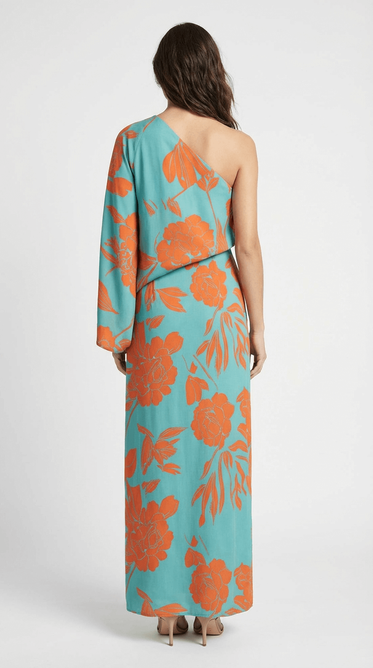 Elysia Asymmetrisk Maxikjole med Print