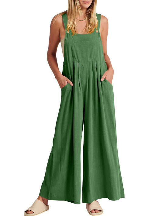 Jumpsuit för kvinnor med vida ben och fickor