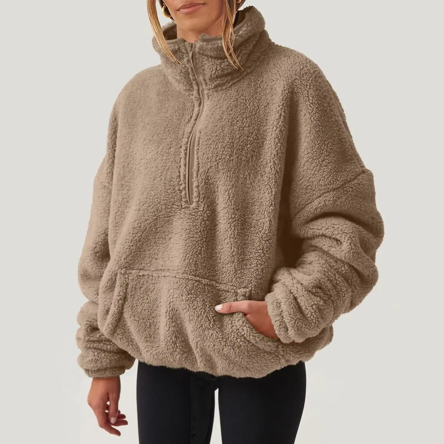 Luksuriøs Fleece Pullover med Halv-Zip til Damer