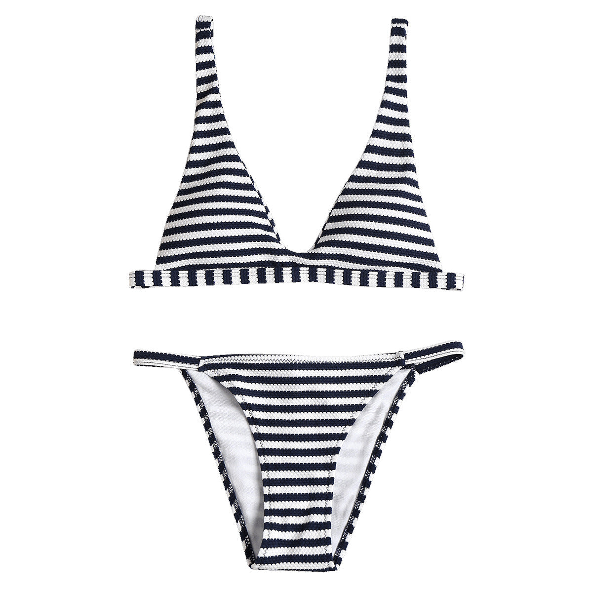 Bikini för kvinnor med marinrandigt mönster