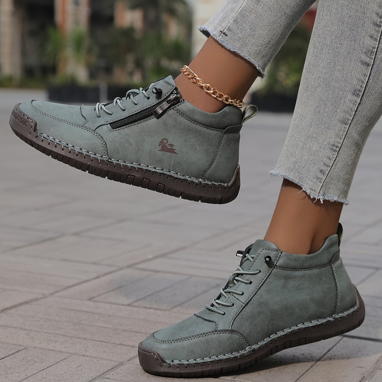 Dame Snøresko med Lynlås for Ultimativ Komfort