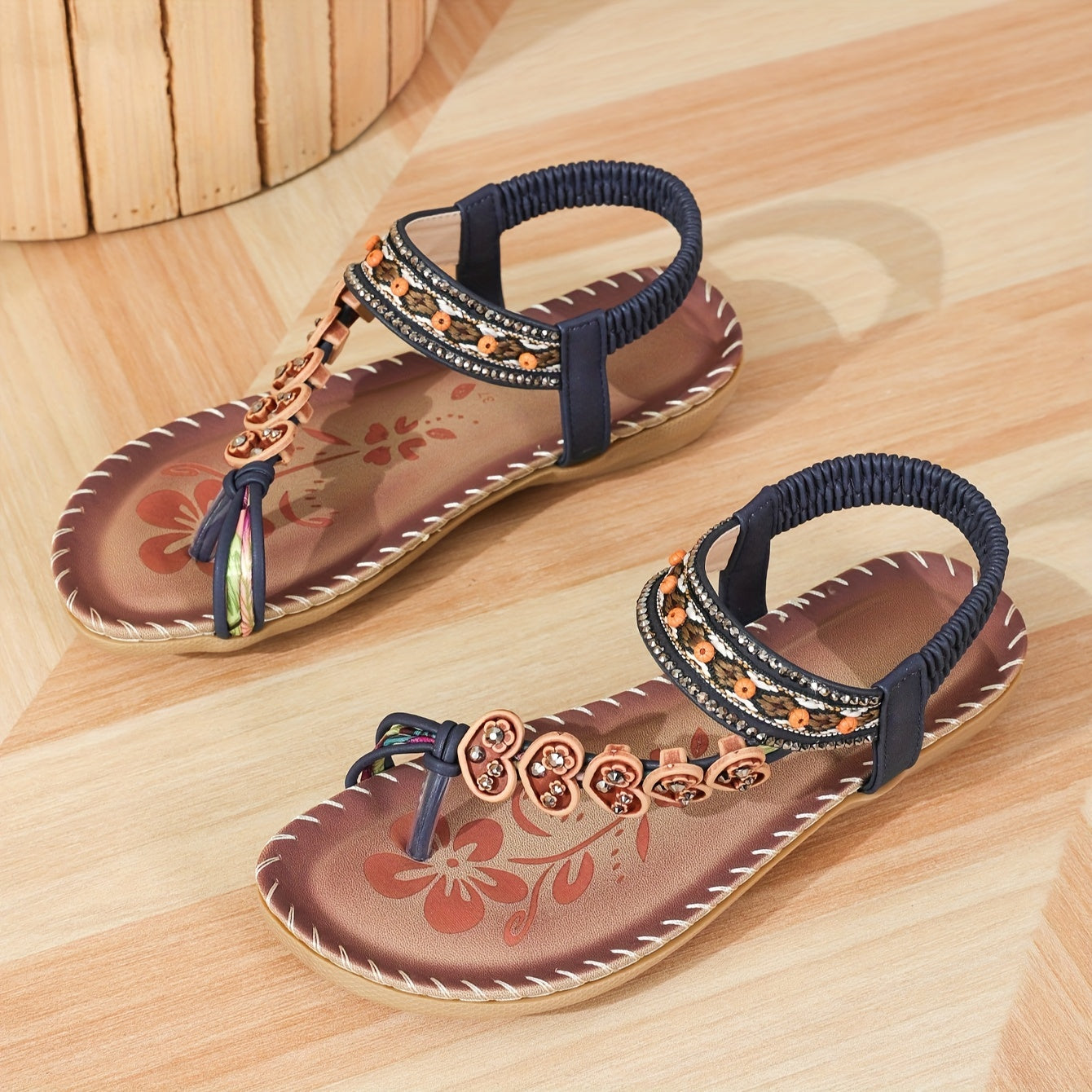 Livia | Eleganta Sommar Sandaler med Blommor