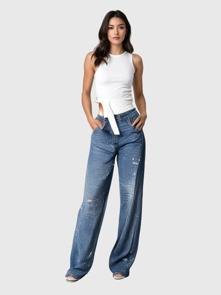 Livia | Glittrande Denimbyxor för Stiliga Kvinnor