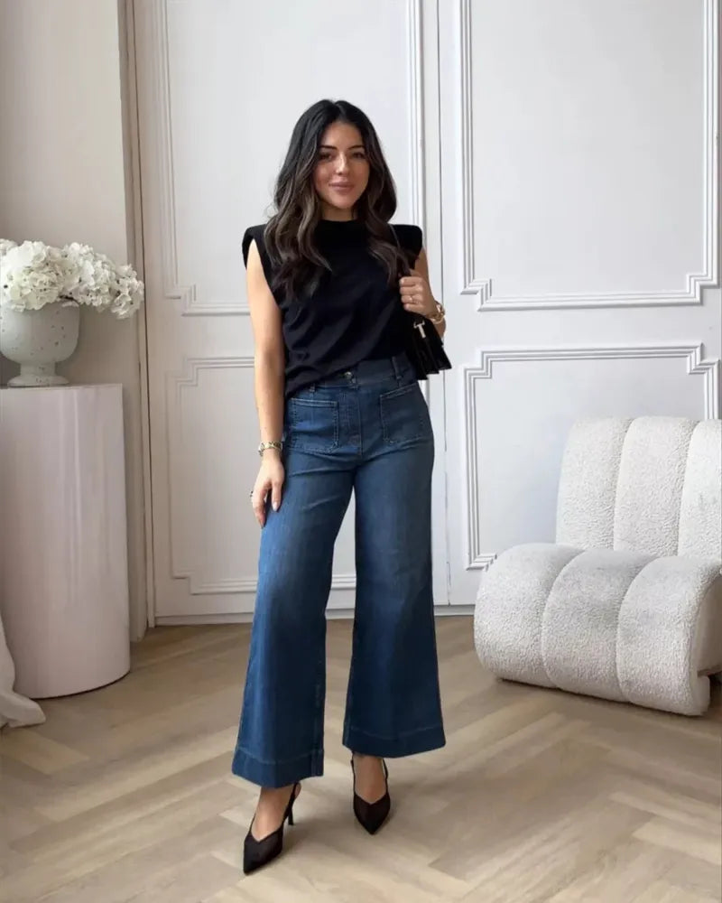 Højtaljede Lækre Jeans med Bred Benåbning