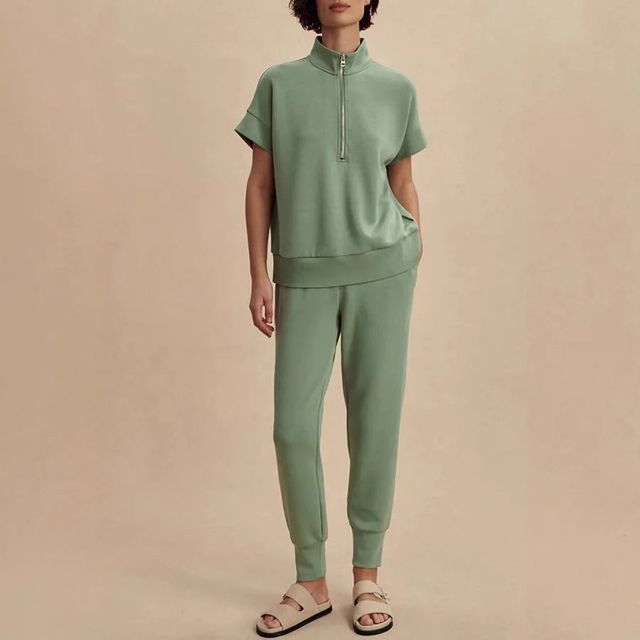 Elegant og Afslappet Sweatshirt og Jogger Sæt