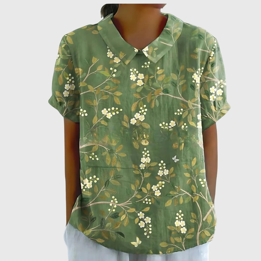 Blomsterdröm | Elegant Kortärmad Blus för Sommaren