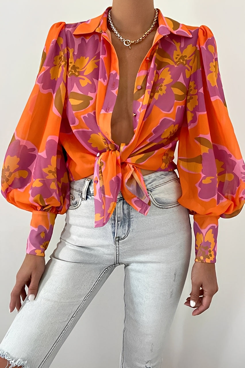 Elena - Chic Blus med Ballärm för Kvinna