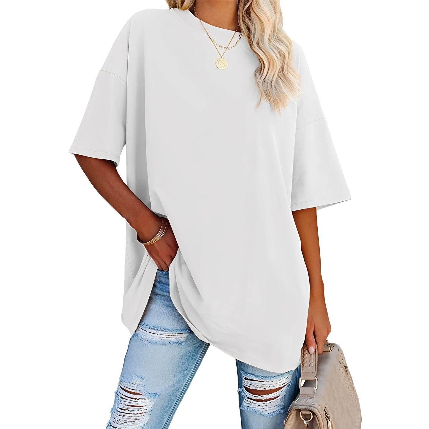 Lina - Avslappnad T-shirt med Snygga Detaljer