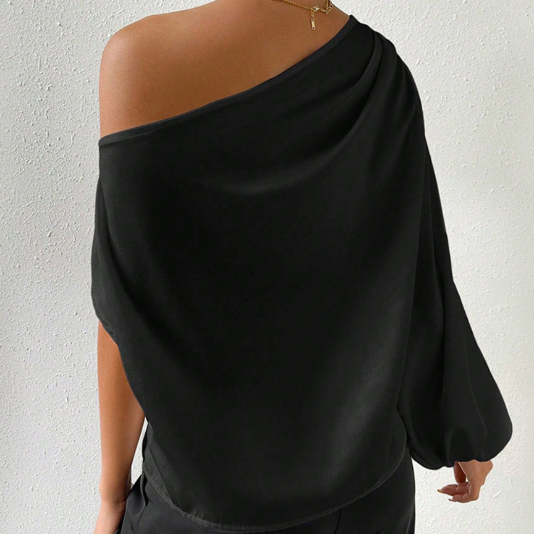 Blus i Satin för Dam med Off Shoulder-design