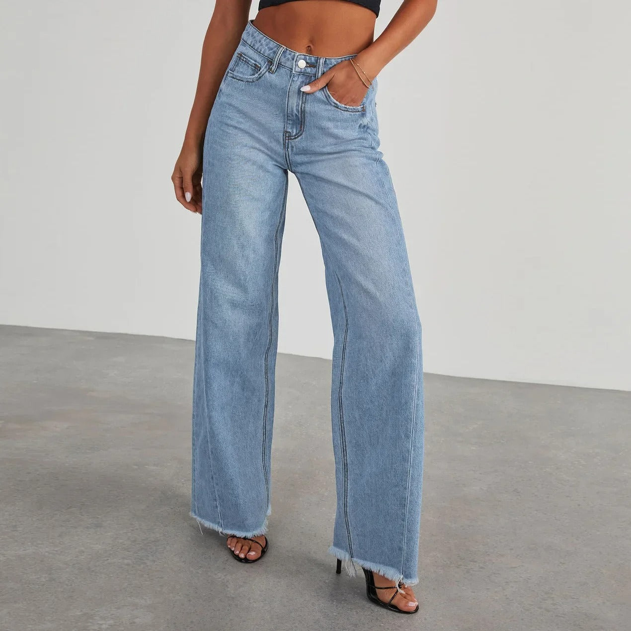 Moderne Løse Jeans med Fringing – Trendy og Elegant