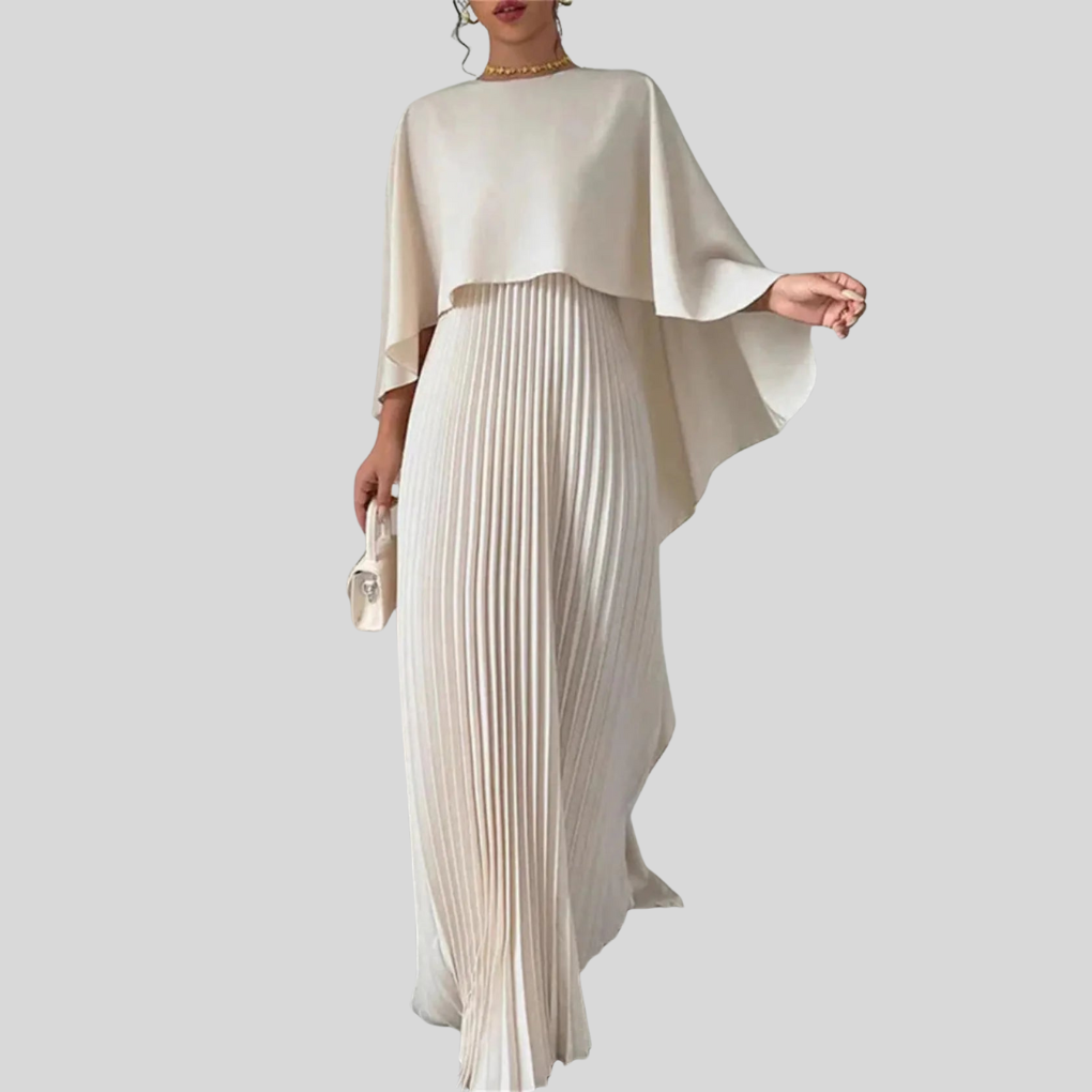 Eleganta Klänningen med Flödande Cape-design