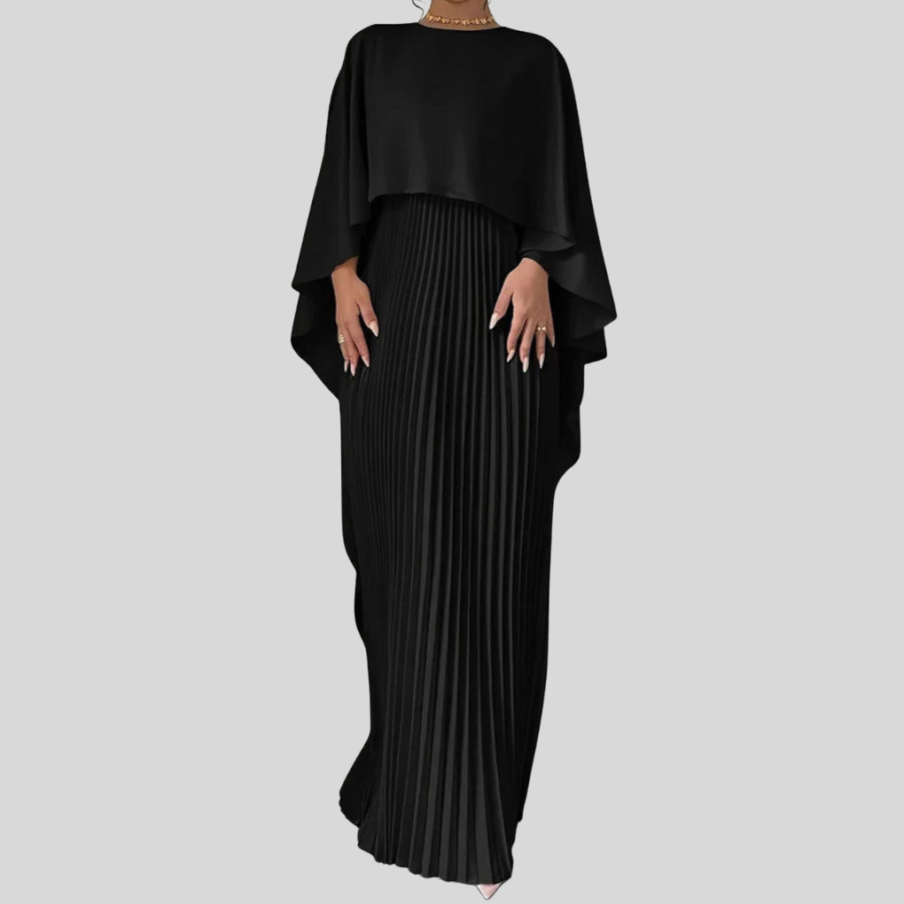 Eleganta Klänningen med Flödande Cape-design