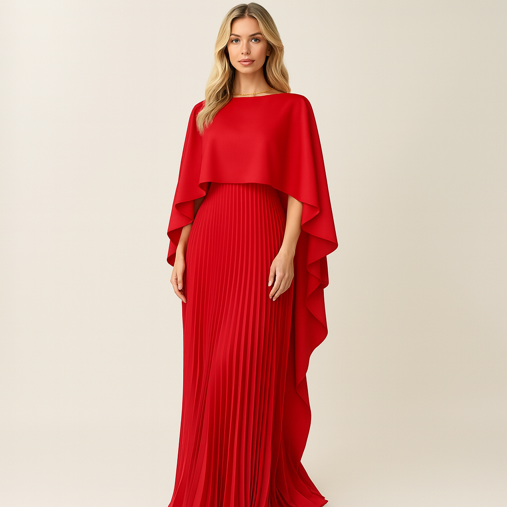 Eleganta Klänningen med Flödande Cape-design