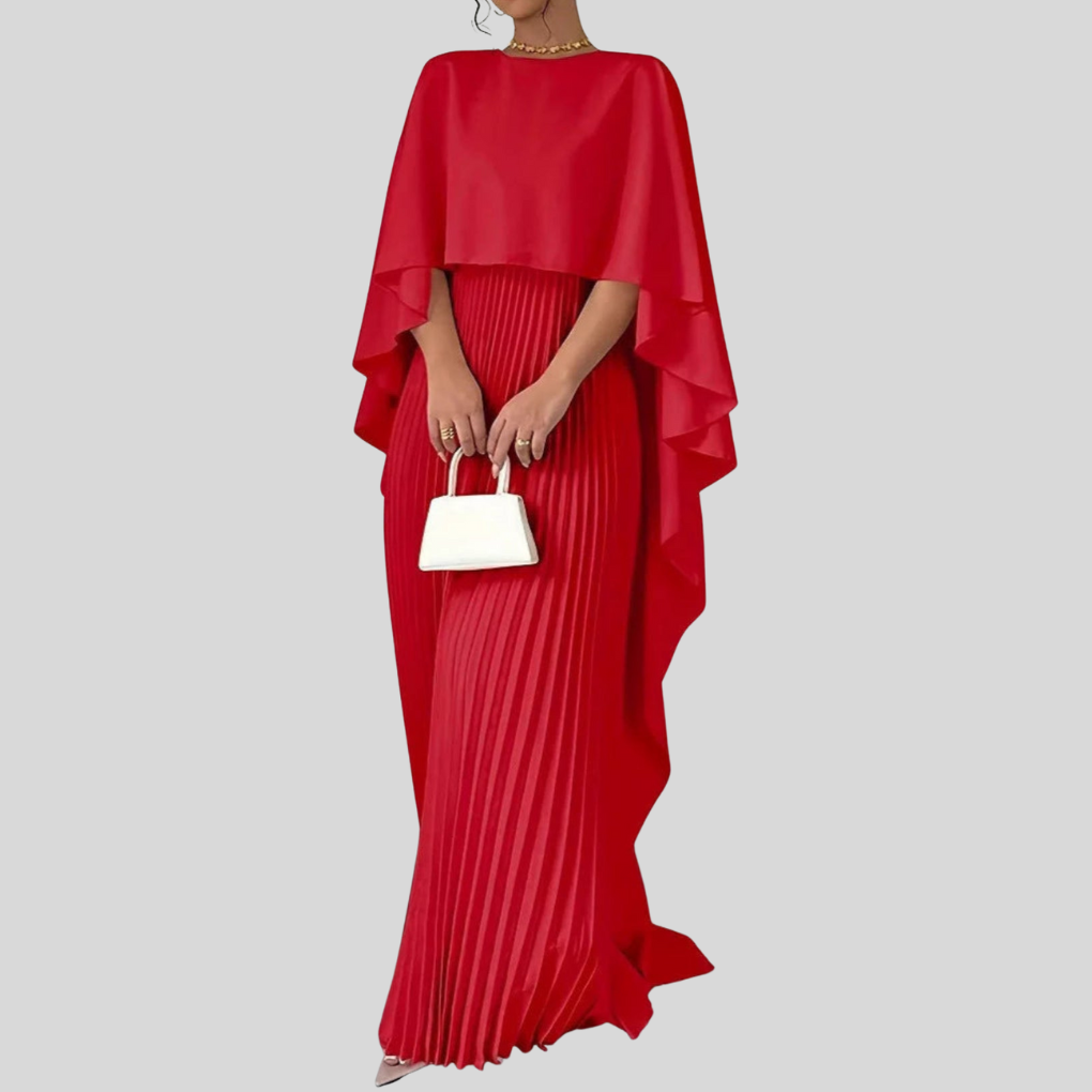 Eleganta Klänningen med Flödande Cape-design
