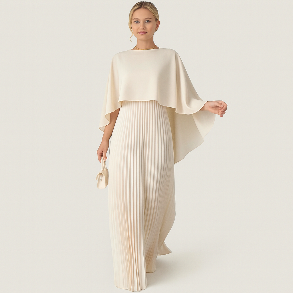 Eleganta Klänningen med Flödande Cape-design