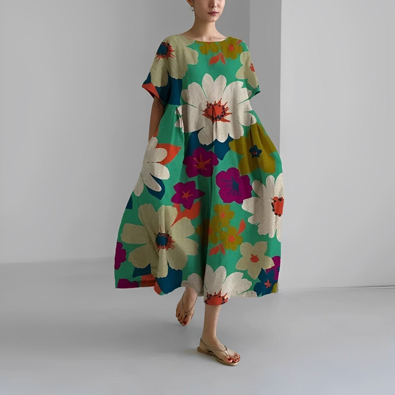 Soleil - Blomstret Kjole med Boheme Vibe