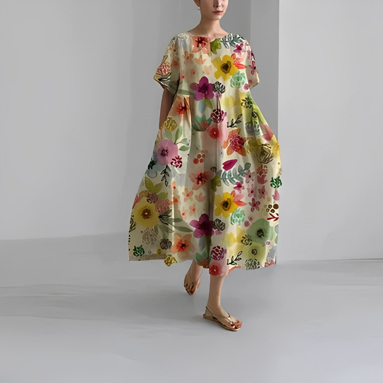 Soleil - Blomstret Kjole med Boheme Vibe