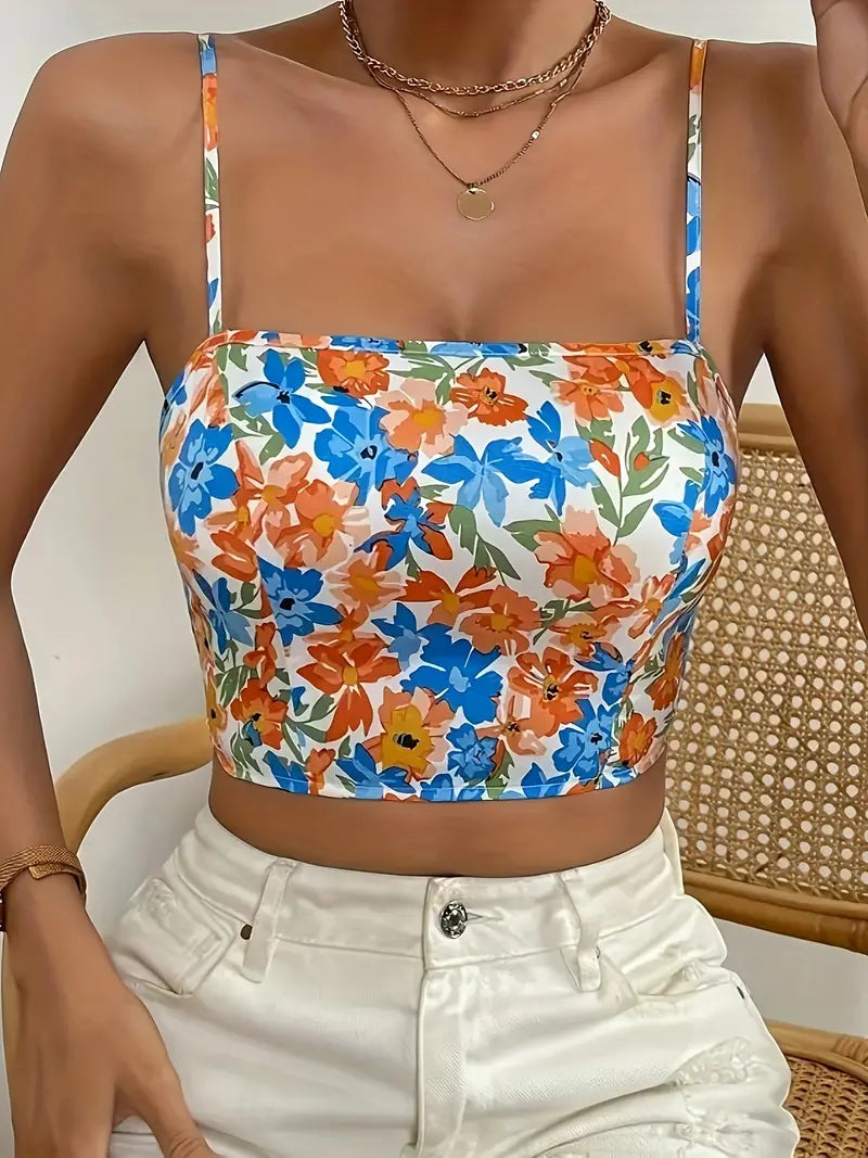 Blomstrende Elegance: Cami Top med Blomsterprint