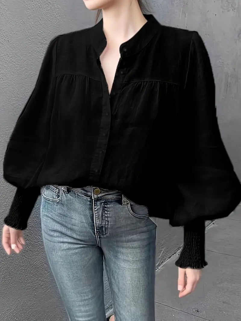 Sofia - Blus med lyktärmar och rynkade detaljer