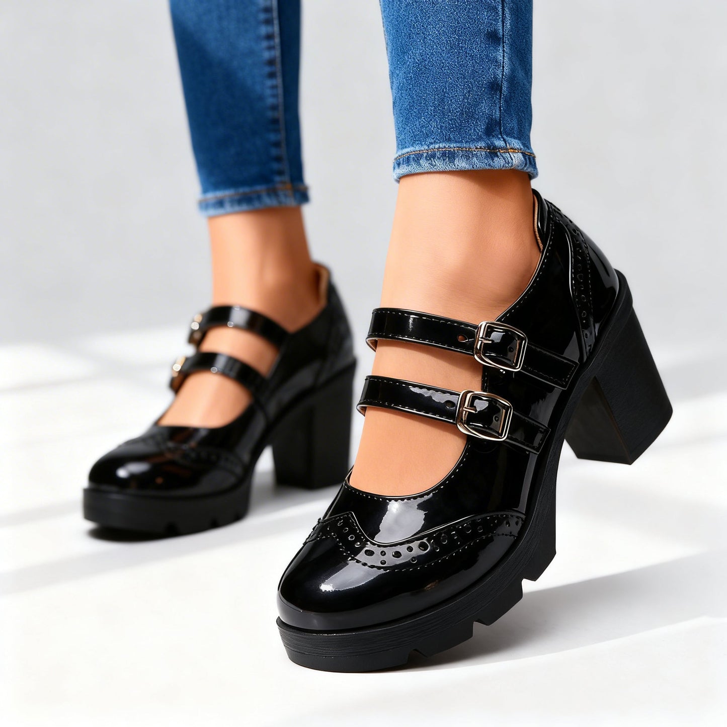 Evelina | Stiliga Mary Janes med Chunky Klack