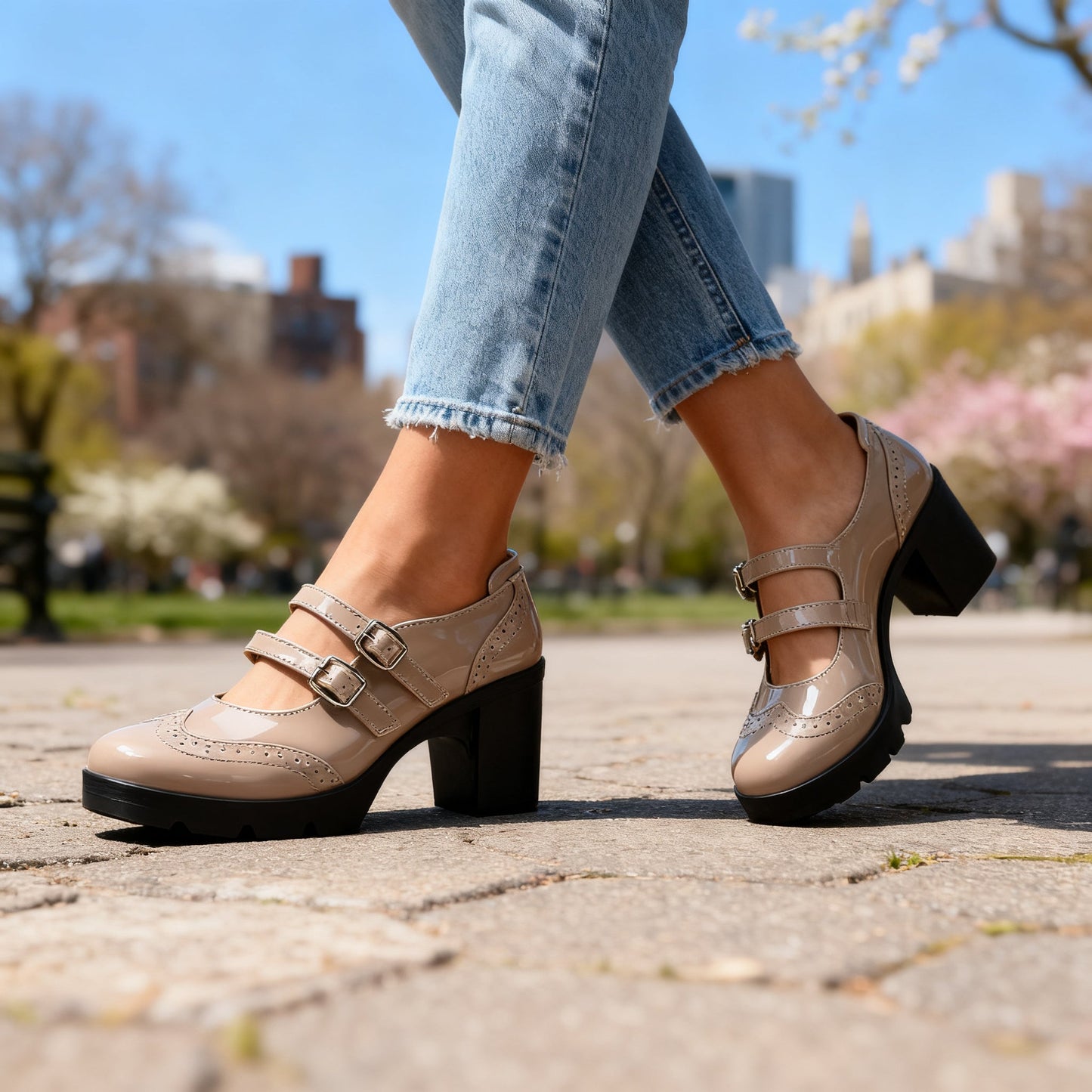 Evelina | Stiliga Mary Janes med Chunky Klack