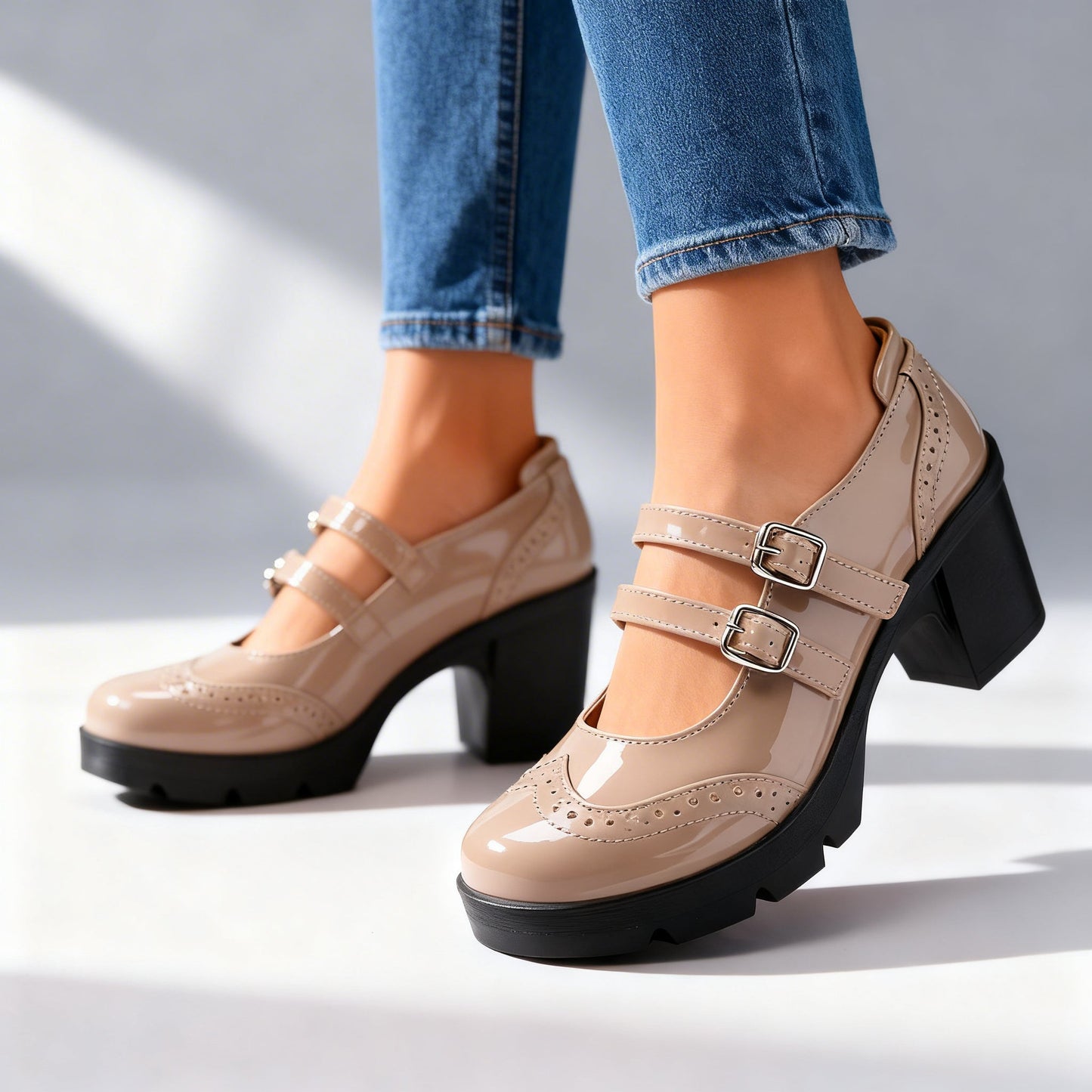 Evelina | Stiliga Mary Janes med Chunky Klack