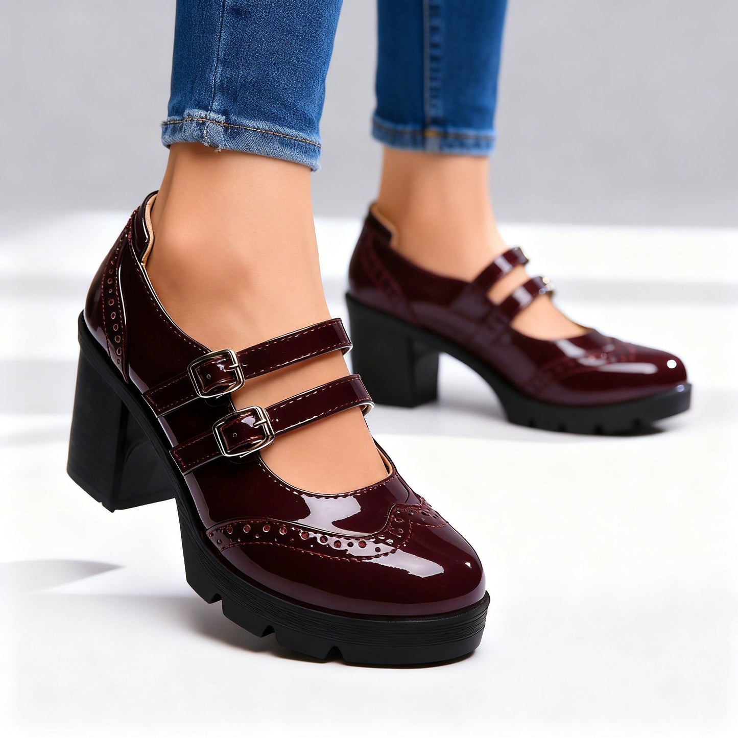 Evelina | Stiliga Mary Janes med Chunky Klack
