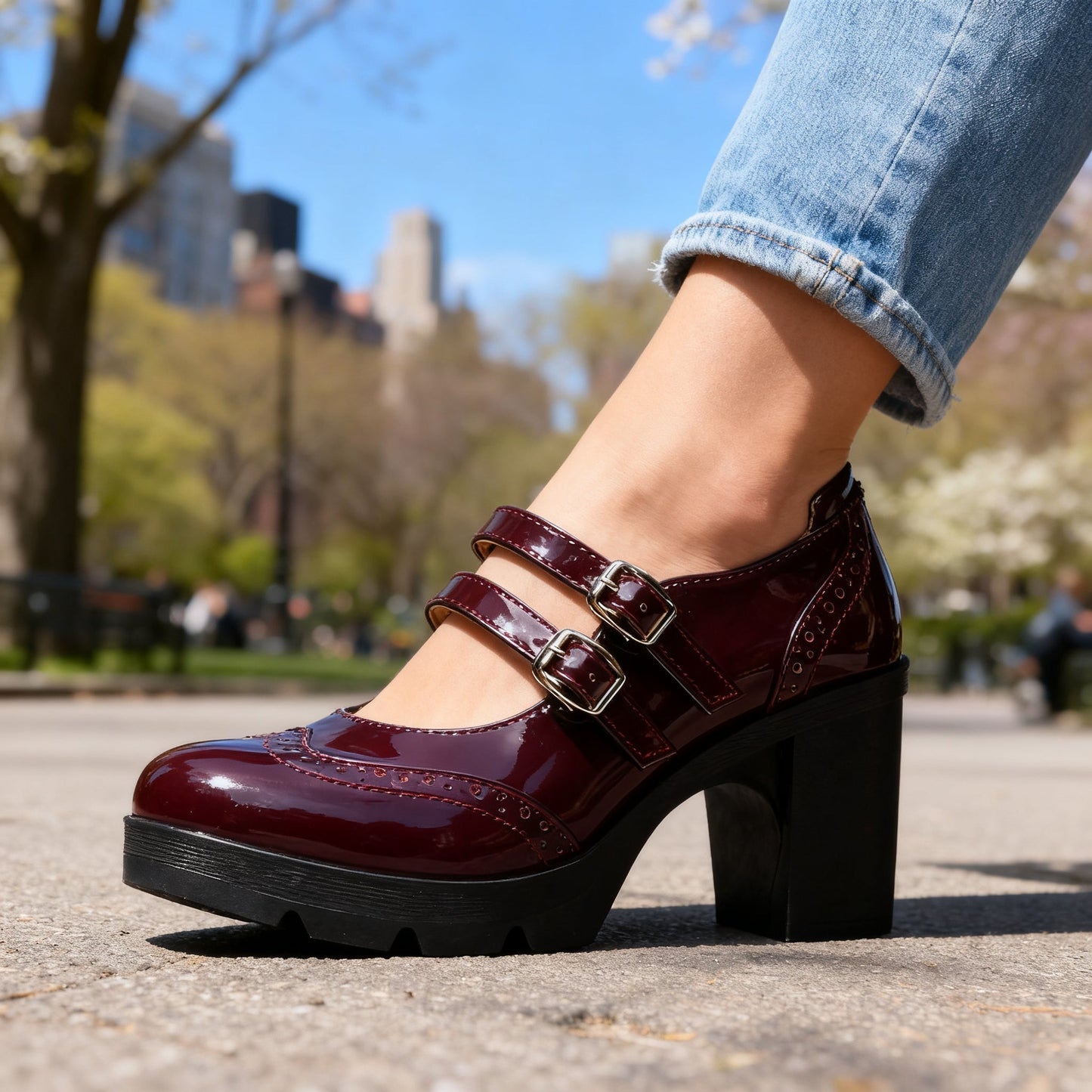 Evelina | Stiliga Mary Janes med Chunky Klack