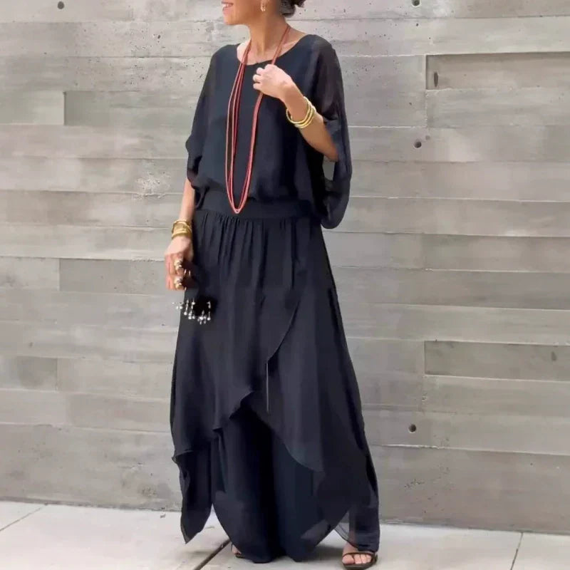 Luna - Elegant To-delt Chiffon Sæt