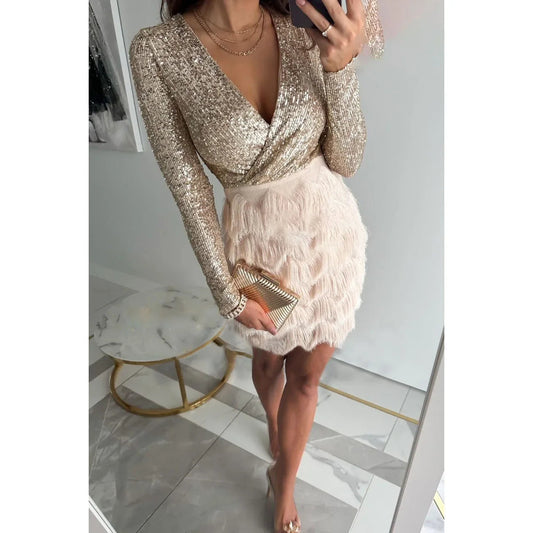 Lysande Elegans | Sidenröjt Bodycon Klänning för Fest