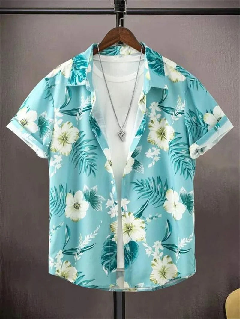 Fleuris - 3D Blomtryck Hawaiiskjorta