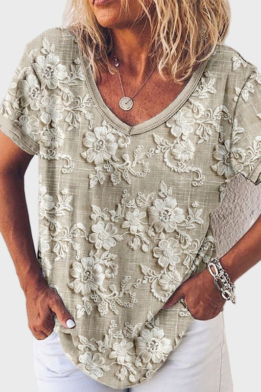 Elegant blus i spets med korta ärmar – Oöverträffad stil