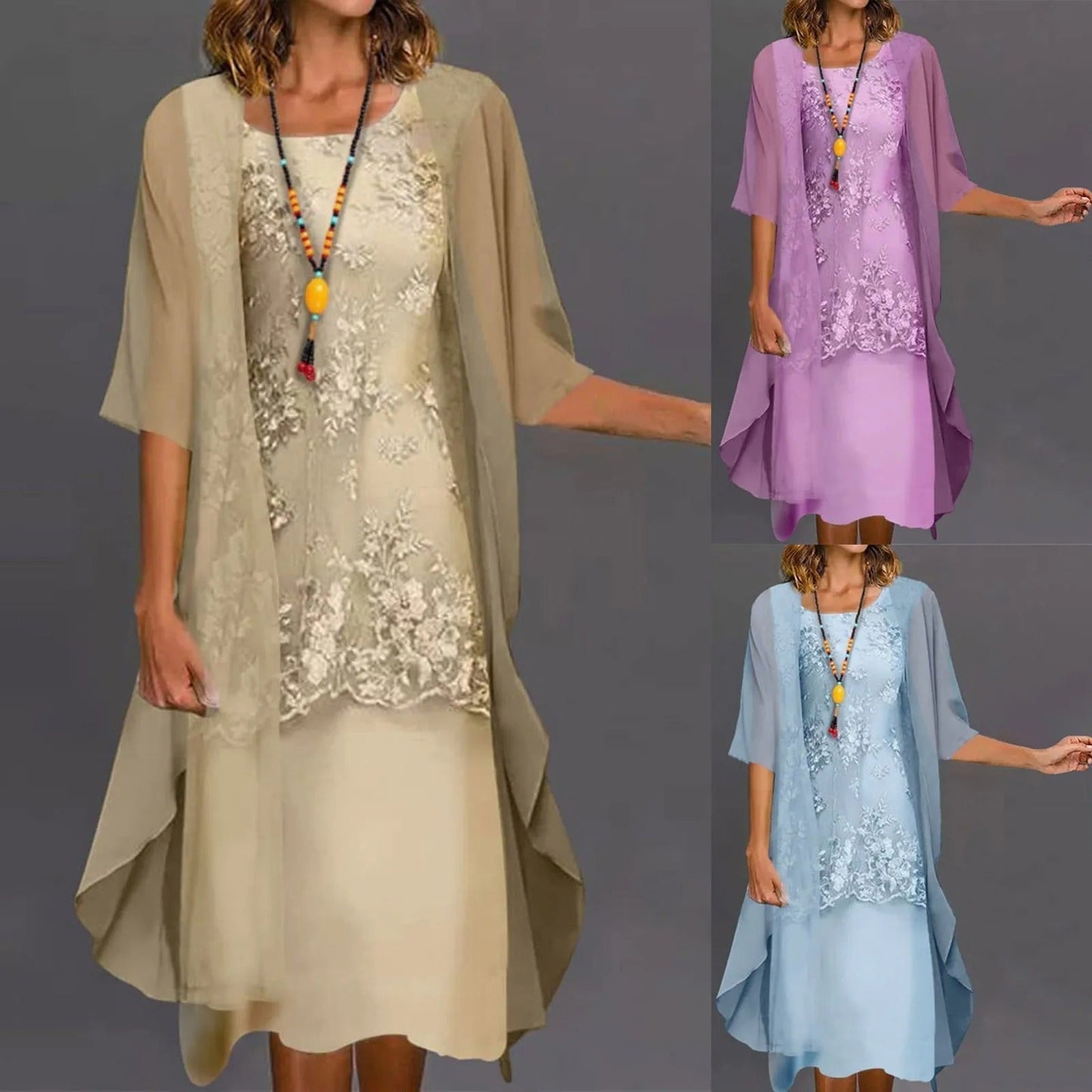 Celestia – Sofistikeret To-delt Chiffon Kjole