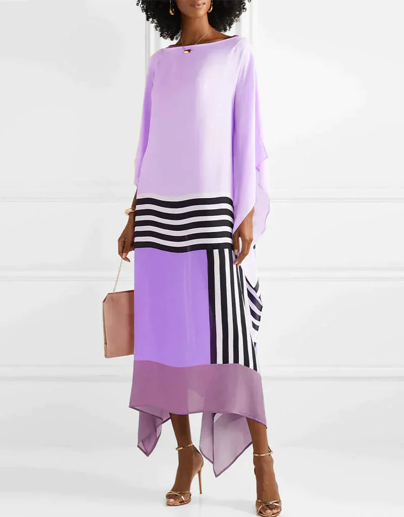 Luna - Rosa kaftan med färgglada ränder