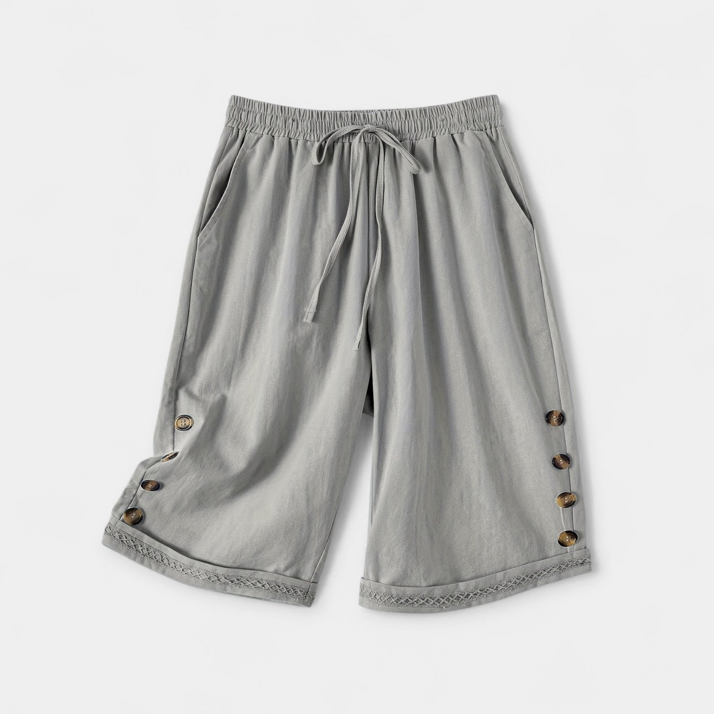 Stilfulde Knælange Shorts med Unikke Knapdetaljer