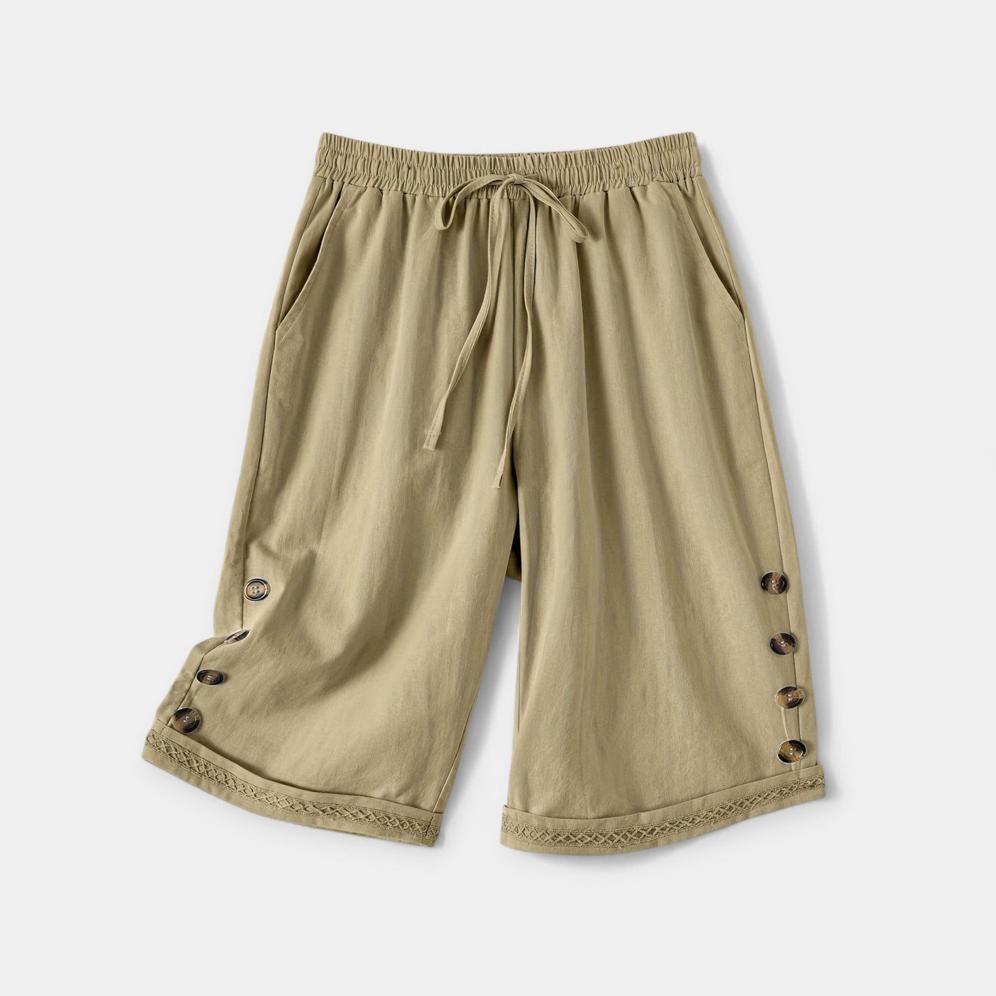 Stilfulde Knælange Shorts med Unikke Knapdetaljer