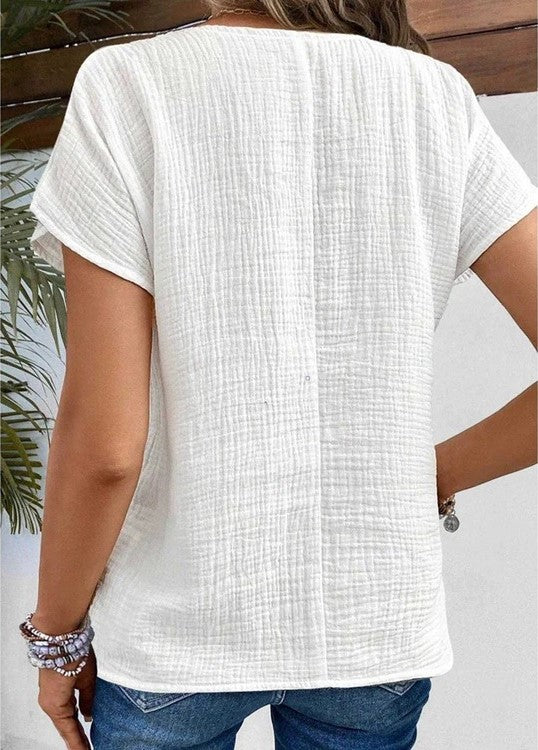 Chic Bluse med Krave og Knapper