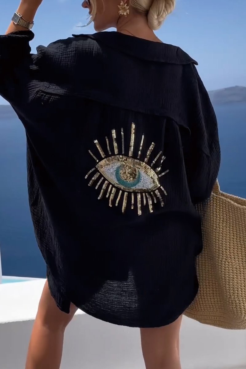 Isabella - Glamourøs skjorte til kvinder med glitrende perler