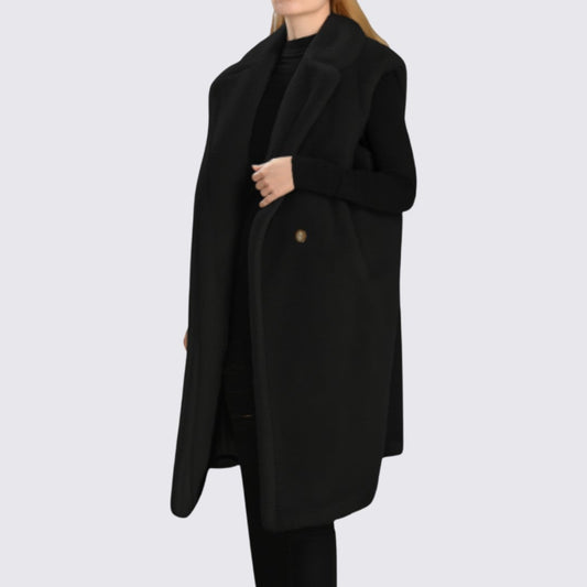 Damefrakke med revers – ærmeløs frakke – lang skåret