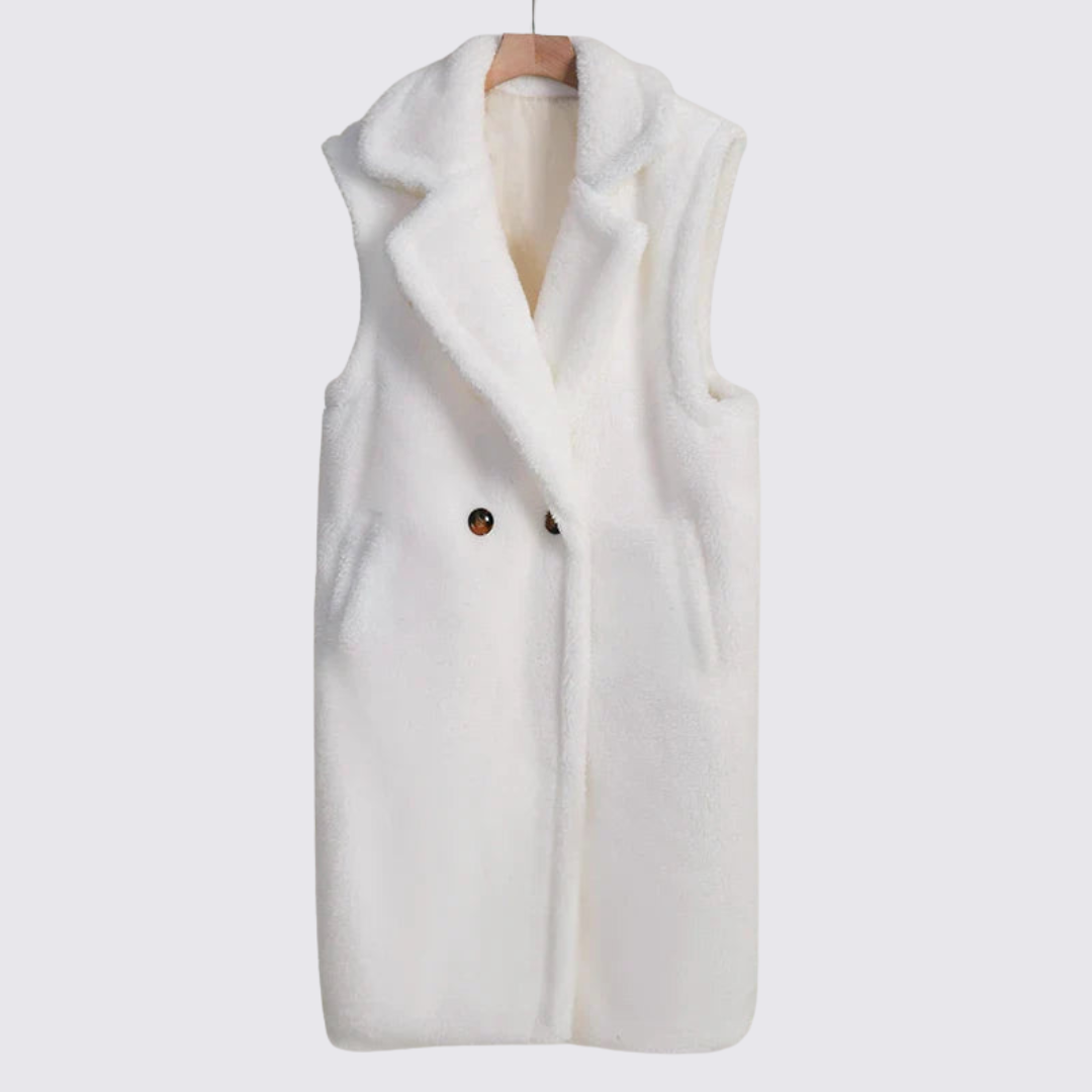 Dame Teddy Vest - Ærmeløs - Med revers