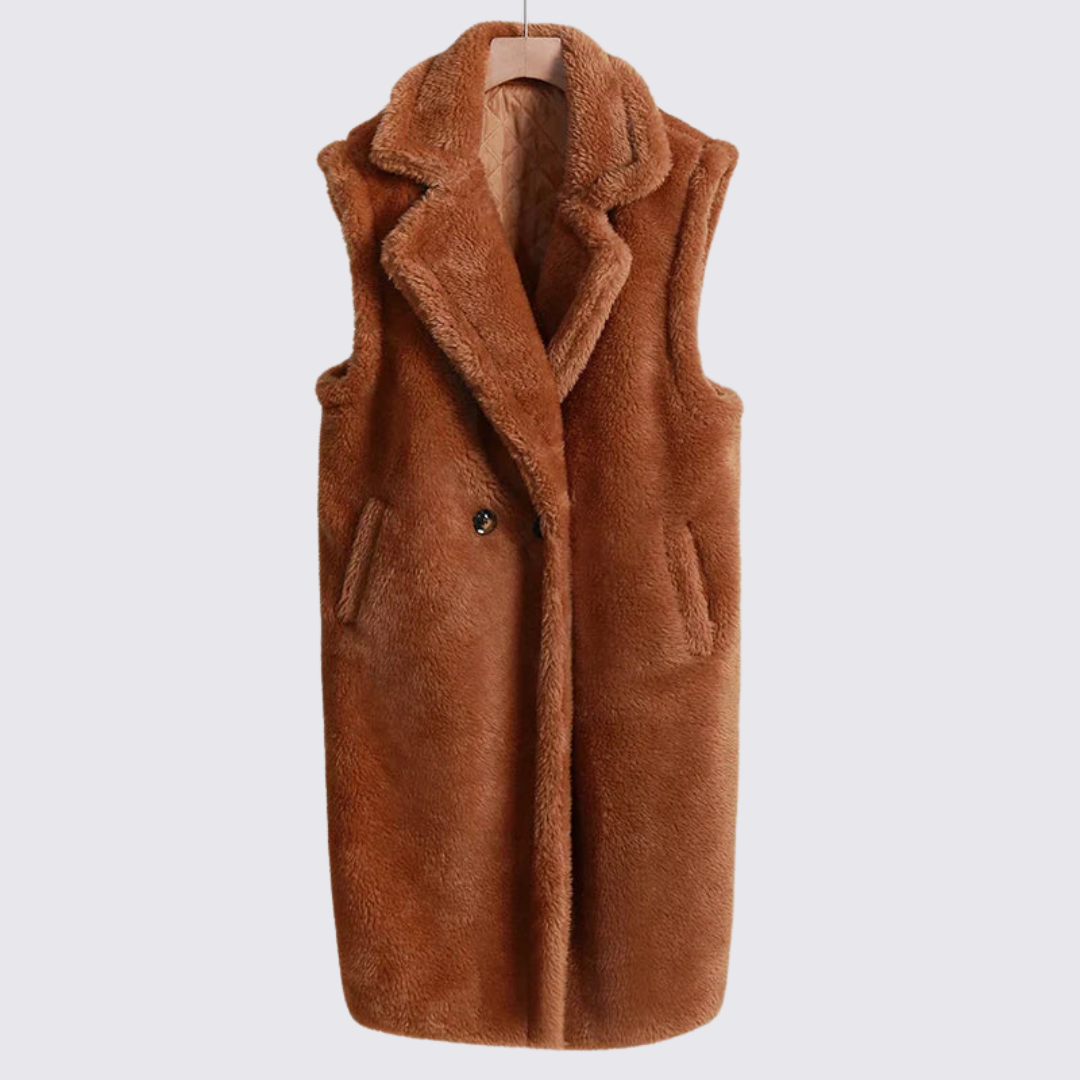 Dame Teddy Vest - Ærmeløs - Med revers