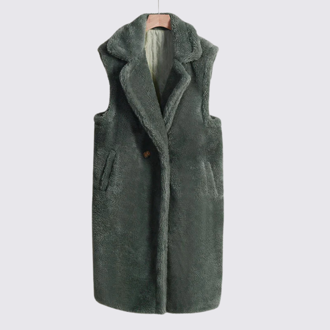 Dame Teddy Vest - Ærmeløs - Med revers